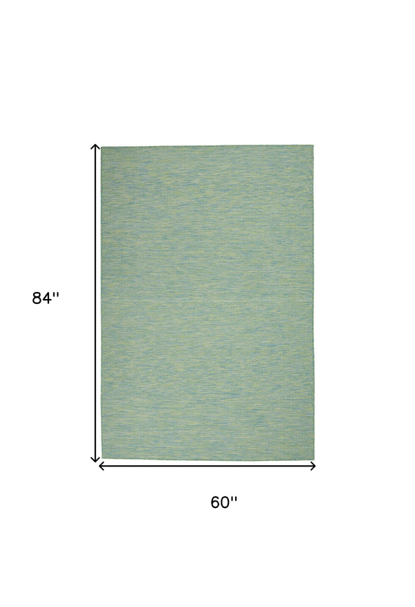 Homeroots 5' X 7' Blue And Green Indoor Outdoor Area Rug  Polypropylene 522476