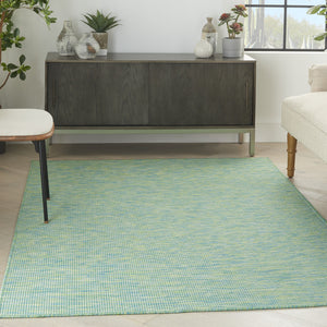 Homeroots 5' X 7' Blue And Green Indoor Outdoor Area Rug  Polypropylene 522476