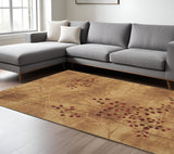 Brown Floral Area Rug 8' x 11' - Durable Power Loom Design with Non-Skid Backing for Stability