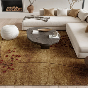 HomeRoots 10' Elegant Brown Floral Power Loom Area Rug - Timeless Charm for Living Room & Bedroom Decor 8' X 11' Rectangle 522477