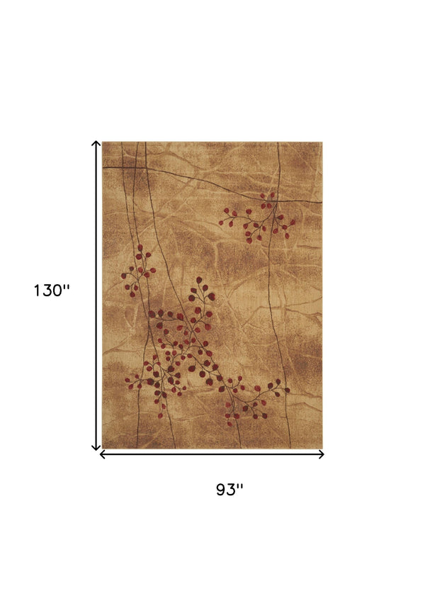 Homeroots 8' X 11' Brown Floral Power Loom Non Skid Area Rug  Polyester 522477