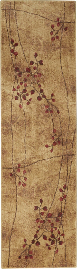 HomeRoots 8' Brown Floral Power Loom Runner Rug - Elegant Durable Design for Hallways & Entryways, Easy Care 522478