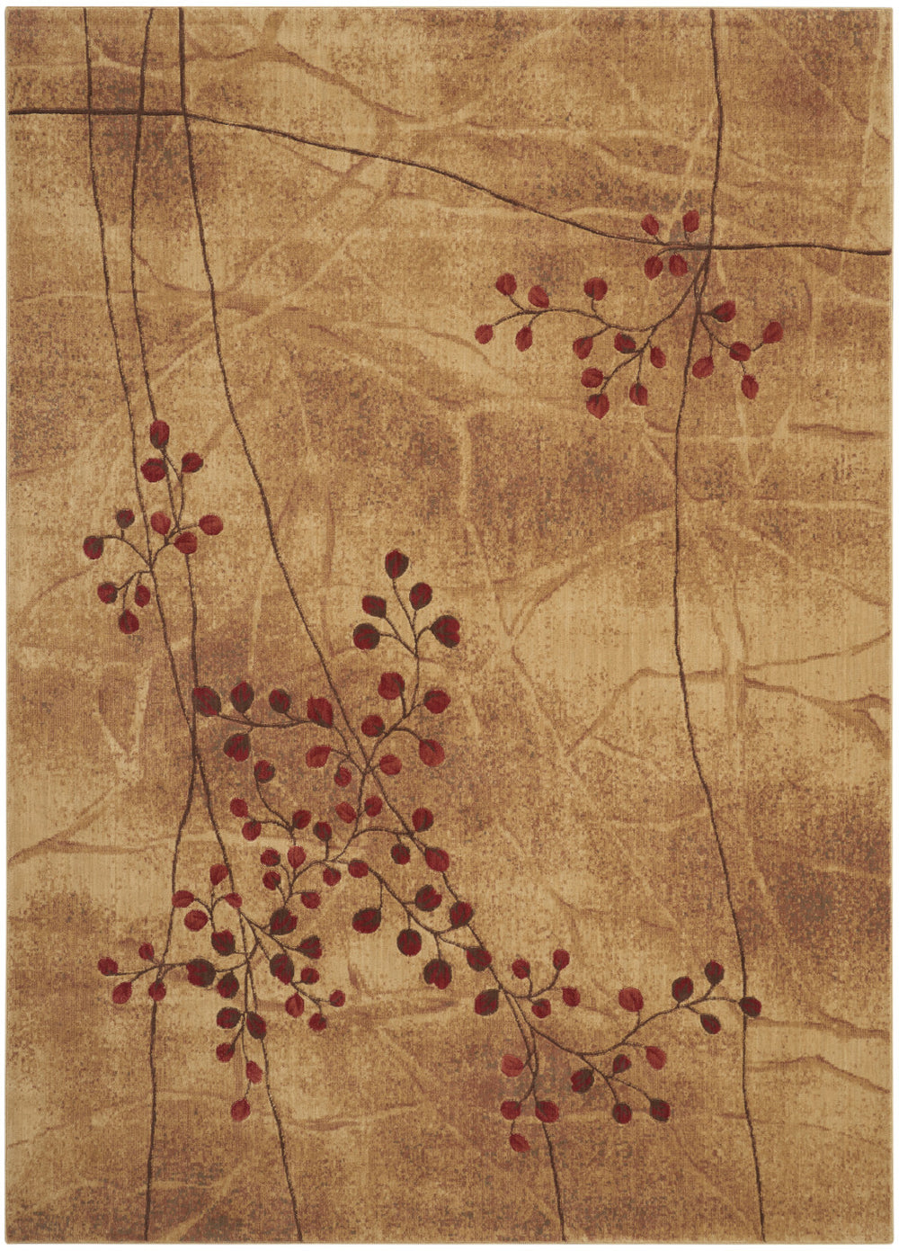 Homeroots 7' X 10' Brown Floral Power Loom Area Rug  Polyester 522480