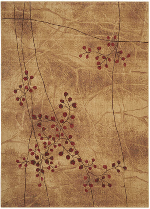 Homeroots 7' X 10' Brown Floral Power Loom Area Rug  Polyester 522480