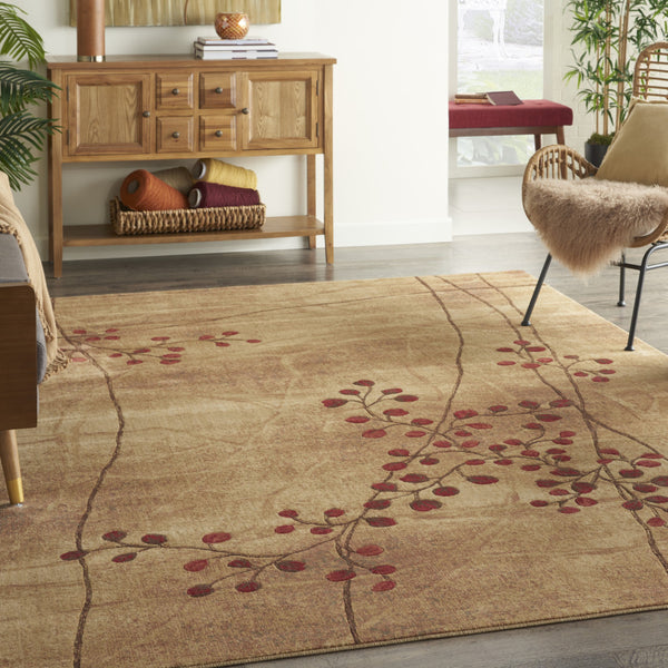Homeroots 7' X 10' Brown Floral Power Loom Area Rug  Polyester 522480