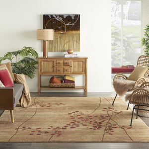 Homeroots 7' X 10' Brown Floral Power Loom Area Rug  Polyester 522480