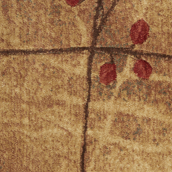 Homeroots 7' Brown And Red Square Floral Power Loom Area Rug  Polyester 522481