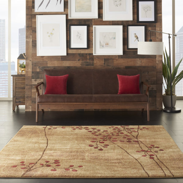 HomeRoots 10' Elegant Brown Floral Power Loom Area Rug - Timeless Charm for Living Room & Bedroom Decor 7' Square Square 522481