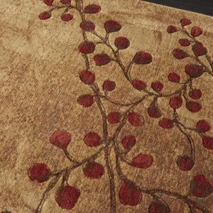 HomeRoots 10' Elegant Brown Floral Power Loom Area Rug - Timeless Charm for Living Room & Bedroom Decor 7' Square Square 522481