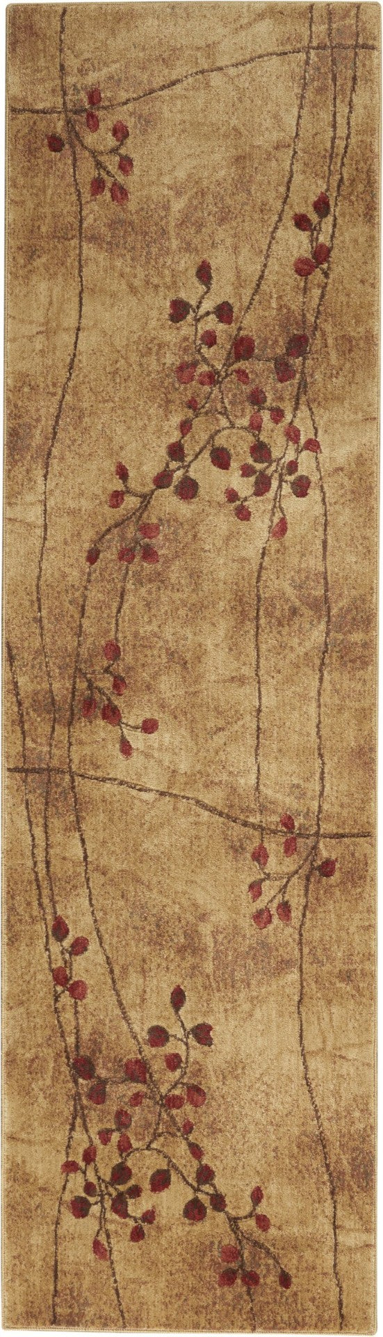 HomeRoots 6' Brown Floral Power Loom Runner Rug - Elegant, Cozy Design Perfect for Hallways & Bedrooms, Easy Care 522482
