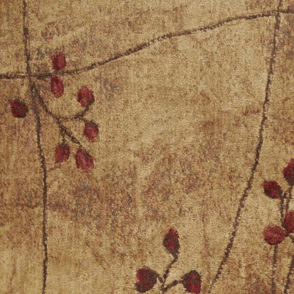 HomeRoots 6' Brown Floral Power Loom Runner Rug - Elegant, Cozy Design Perfect for Hallways & Bedrooms, Easy Care 522482
