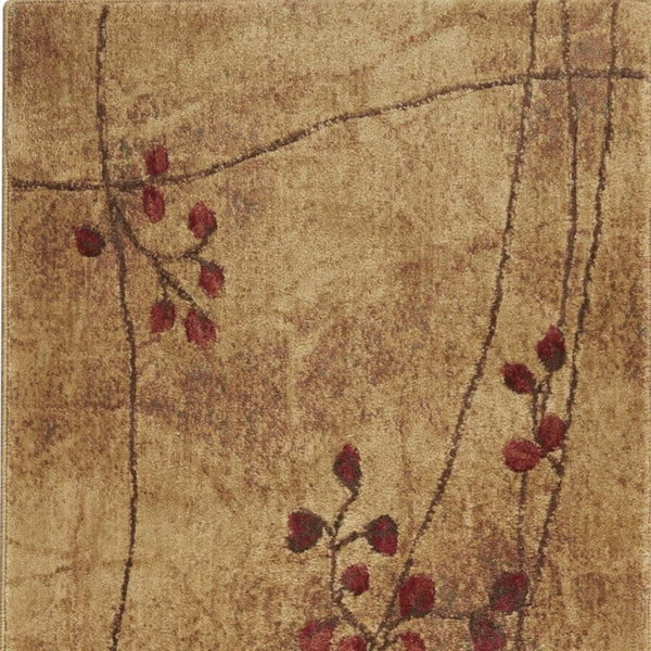 HomeRoots 6' Brown Floral Power Loom Runner Rug - Elegant, Cozy Design Perfect for Hallways & Bedrooms, Easy Care 522482