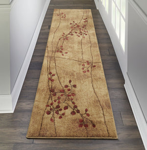 HomeRoots 6' Brown Floral Power Loom Runner Rug - Elegant, Cozy Design Perfect for Hallways & Bedrooms, Easy Care 522482