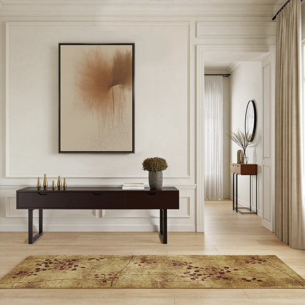 HomeRoots 6' Brown Floral Power Loom Runner Rug - Elegant, Cozy Design Perfect for Hallways & Bedrooms, Easy Care 522482