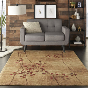 HomeRoots 10' Elegant Brown Floral Power Loom Area Rug - Timeless Charm for Living Room & Bedroom Decor 5' X 7' Rectangle 522484