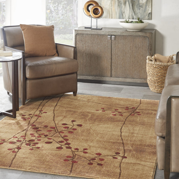 Homeroots 5' X 8' Brown Floral Power Loom Area Rug  Polyester 522484