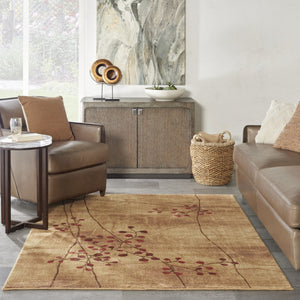 HomeRoots 10' Elegant Brown Floral Power Loom Area Rug - Timeless Charm for Living Room & Bedroom Decor 5' X 7' Rectangle 522484