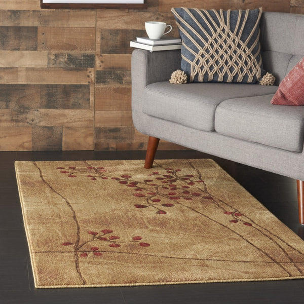 HomeRoots 10' Elegant Brown Floral Power Loom Area Rug - Timeless Charm for Living Room & Bedroom Decor 4' X 6' Rectangle 522485