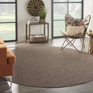 HomeRoots 8' Brown Power Loom Area Rug - Durable Flatweave Design for Modern Spaces and High-Traffic Areas 8' Round Round 522491