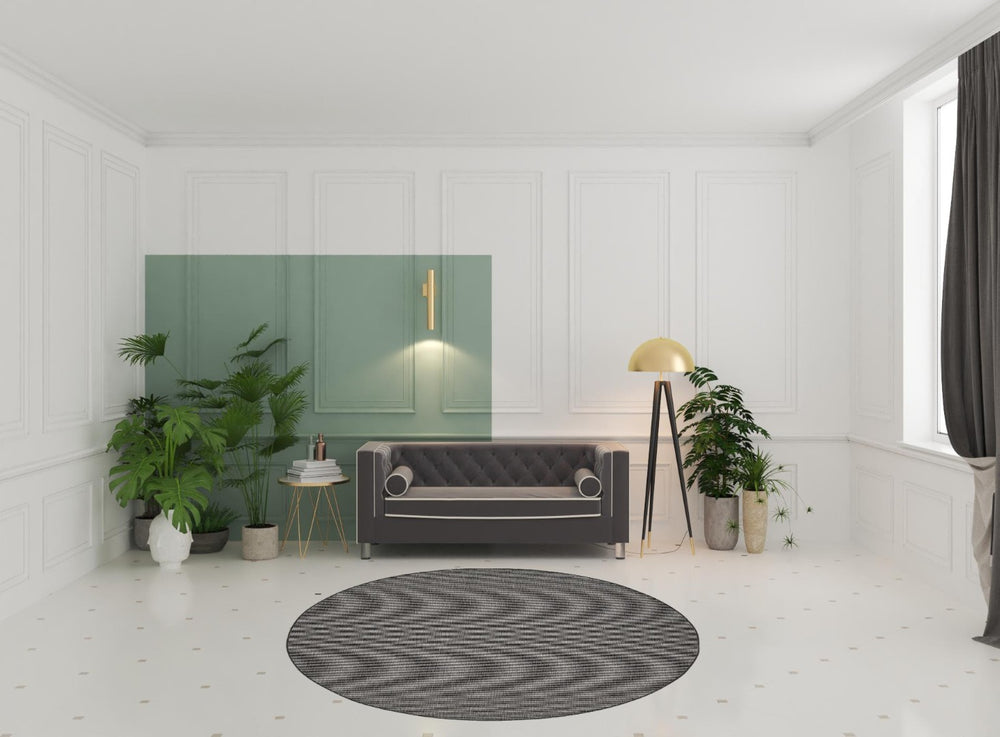 HomeRoots 8' Charcoal Power Loomed Area Rug – Contemporary Design for Indoor & Outdoor Spaces, Easy Care 8' Round 522501