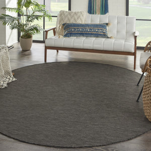 HomeRoots 8' Charcoal Power Loomed Area Rug – Contemporary Design for Indoor & Outdoor Spaces, Easy Care 8' Round 522501