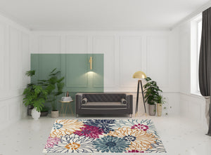 Homeroots 8' X 10' Cream Floral Power Loom Area Rug  Polypropylene 522509