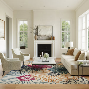 HomeRoots 8' Cream Floral Power Loom Area Rug - Timeless Elegance and Cozy Comfort for Any Room Decor 8' X 10' 522509