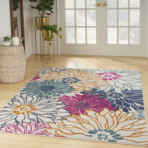 HomeRoots 8' Cream Floral Power Loom Area Rug - Timeless Elegance and Cozy Comfort for Any Room Decor 5' X 7' 522510