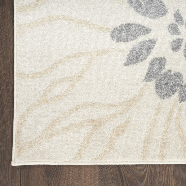 HomeRoots 8' Elegant Ivory Gray Blue Floral Area Rug – Timeless Charm for Living Spaces, Durable & Stylish Design 8' X 10' 522511
