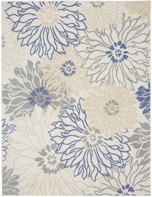 HomeRoots 8' Elegant Ivory Gray Blue Floral Area Rug – Timeless Charm for Living Spaces, Durable & Stylish Design 8' X 10' 522511