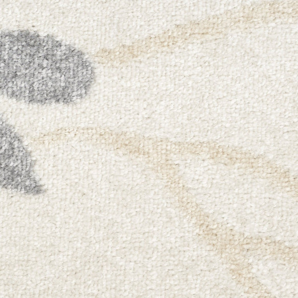 HomeRoots 5' Cream Floral Power Loom Area Rug - Timeless Distressed Design for Modern or Traditional Spaces 5' X 7' 522512