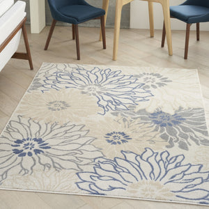 HomeRoots 5' Cream Floral Power Loom Area Rug - Timeless Distressed Design for Modern or Traditional Spaces 5' X 7' 522512