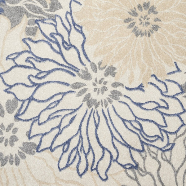 Homeroots 5' X 7' Cream Floral Power Loom Distressed Area Rug  Polypropylene 522512