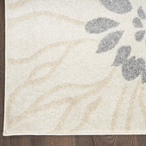 Homeroots 10' Runner Ivory And Blue Floral Power Loom Distressed Runner Rug  Polypropylene 522514