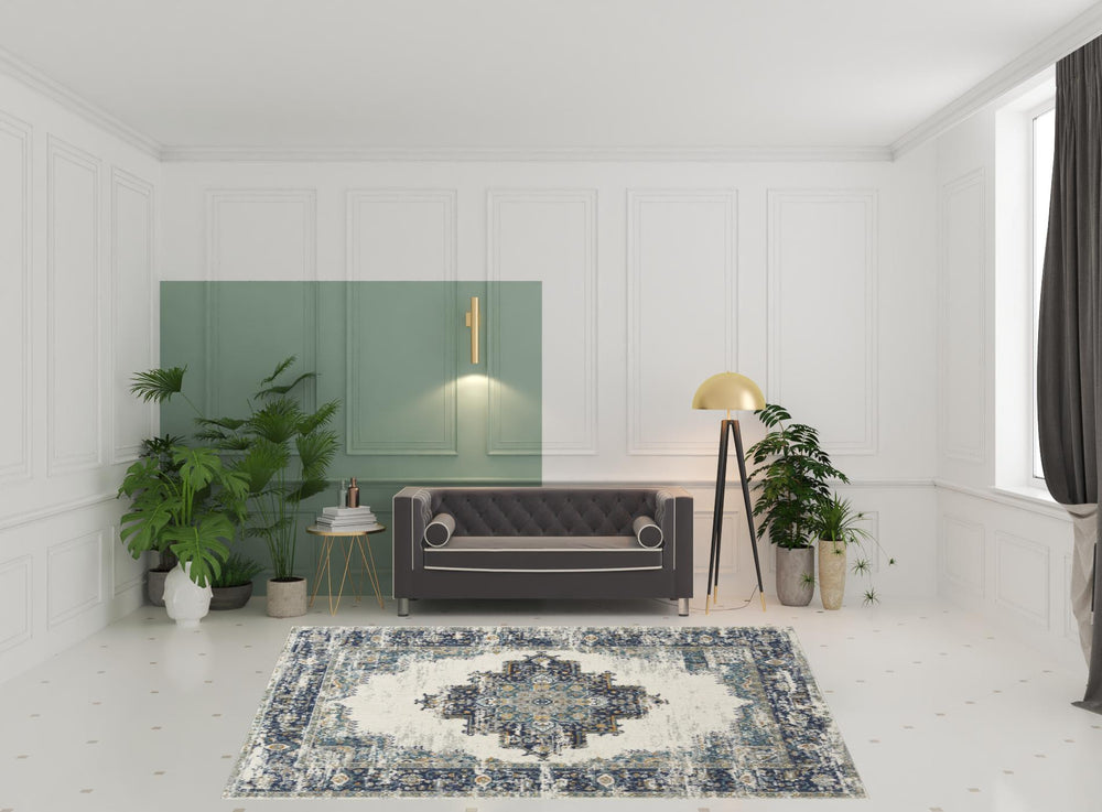 Homeroots 8' X 10' Cream Floral Power Loom Distressed Area Rug  Polypropylene 522515