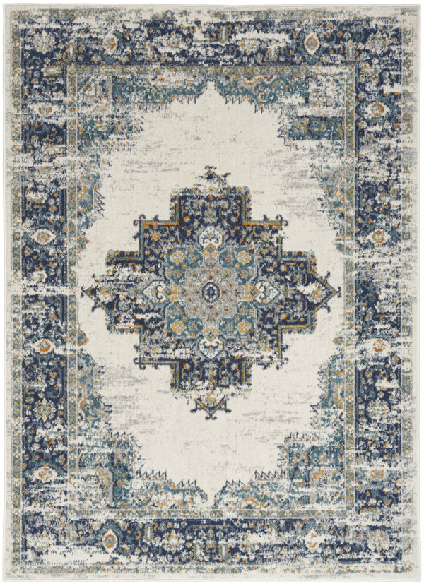 Homeroots 5' X 7' Cream Floral Power Loom Distressed Area Rug  Polypropylene 522516