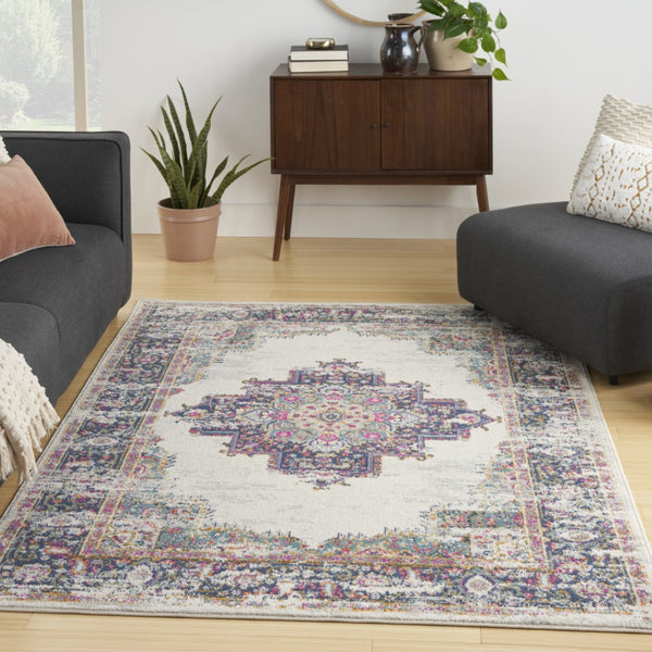 HomeRoots 8' Cream Floral Power Loom Area Rug – Elegant Distressed Design for Timeless Home Décor Appeal 8' X 10' 522517