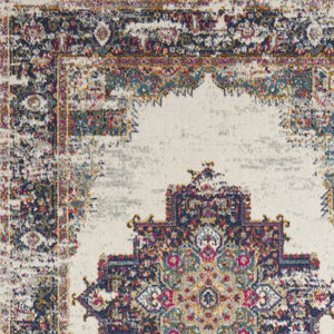 Homeroots 8' X 10' Cream Floral Power Loom Distressed Area Rug  Polypropylene 522517