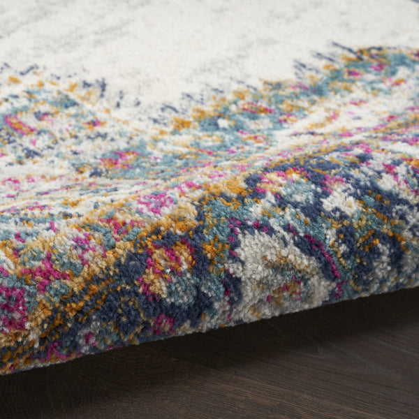 HomeRoots 8' Cream Floral Power Loom Area Rug – Elegant Distressed Design for Timeless Home Décor Appeal 5' X 7' 522518