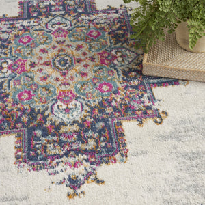 HomeRoots 8' Cream Floral Power Loom Area Rug – Elegant Distressed Design for Timeless Home Décor Appeal 5' X 7' 522518
