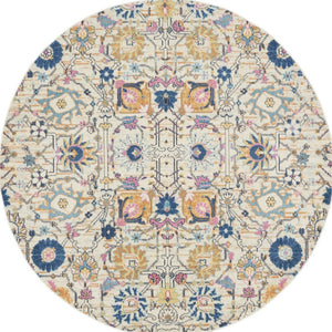HomeRoots 9' Cream Floral Area Rug - Timeless Elegance and Cozy Comfort for Your Home Decor Needs 8' Round Round 522519