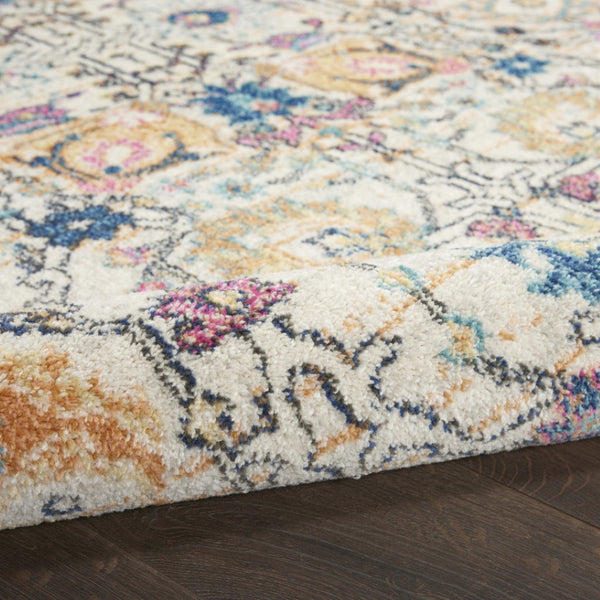 HomeRoots 9' Cream Floral Area Rug - Timeless Elegance and Cozy Comfort for Your Home Decor Needs 8' Round Round 522519