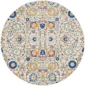 HomeRoots 9' Cream Floral Area Rug - Timeless Elegance and Cozy Comfort for Your Home Decor Needs 8' Round Round 522519