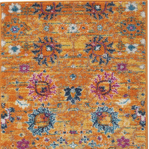 Homeroots 10' Gold Floral Power Loom Runner Rug  Polypropylene 522534