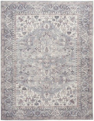 HomeRoots 8' Gray Floral Area Rug – Timeless Power Loomed Design for Elegant Living Spaces with Soft Comfort 8' X 10' 522536
