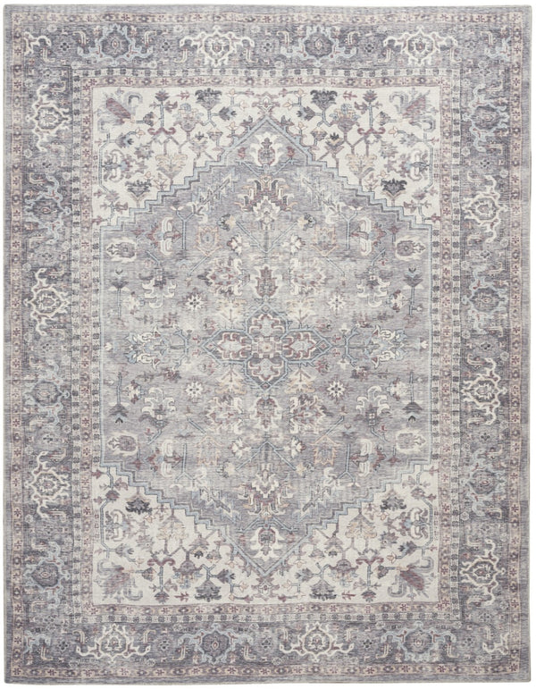 HomeRoots 8' Gray Floral Area Rug – Timeless Power Loomed Design for Elegant Living Spaces with Soft Comfort 8' X 10' 522536