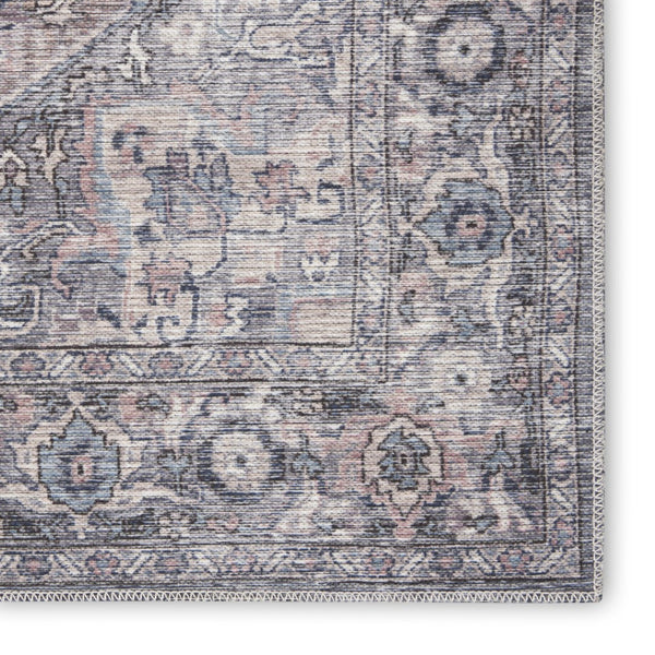 HomeRoots 9' Gray Floral Area Rug – Vintage-Inspired Power Loom Design, Washable, Durable Chenille-Cotton Blend 8' X 10' 522537