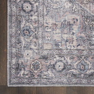 Homeroots 8' X 10' Gray Floral Power Loom Distressed Washable Area Rug  Polyester 522537