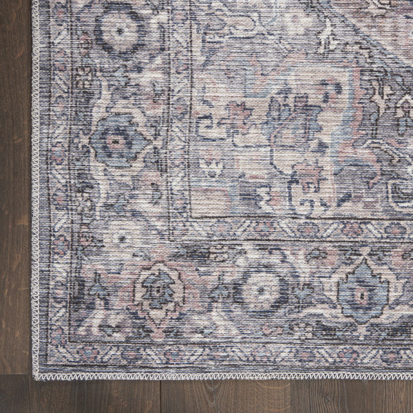 Homeroots 8' X 10' Gray Floral Power Loom Distressed Washable Area Rug  Polyester 522537