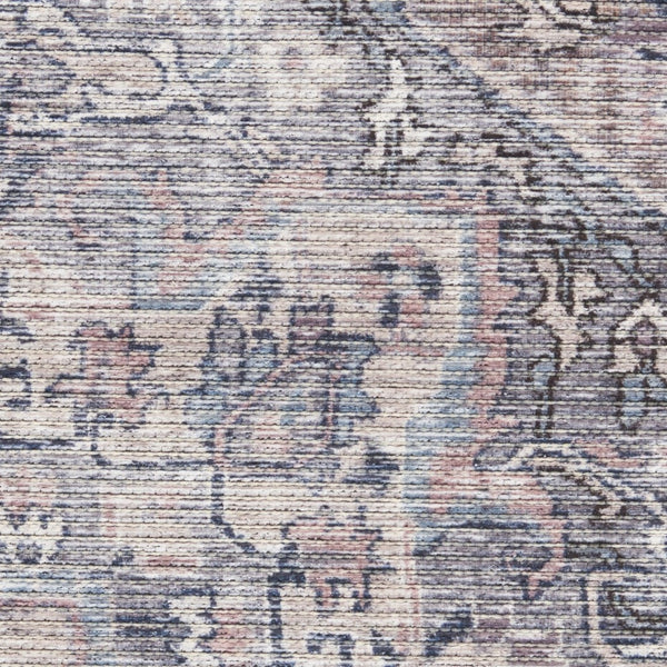 HomeRoots 9' Gray Floral Area Rug – Vintage-Inspired Power Loom Design, Washable, Durable Chenille-Cotton Blend 8' X 10' 522537